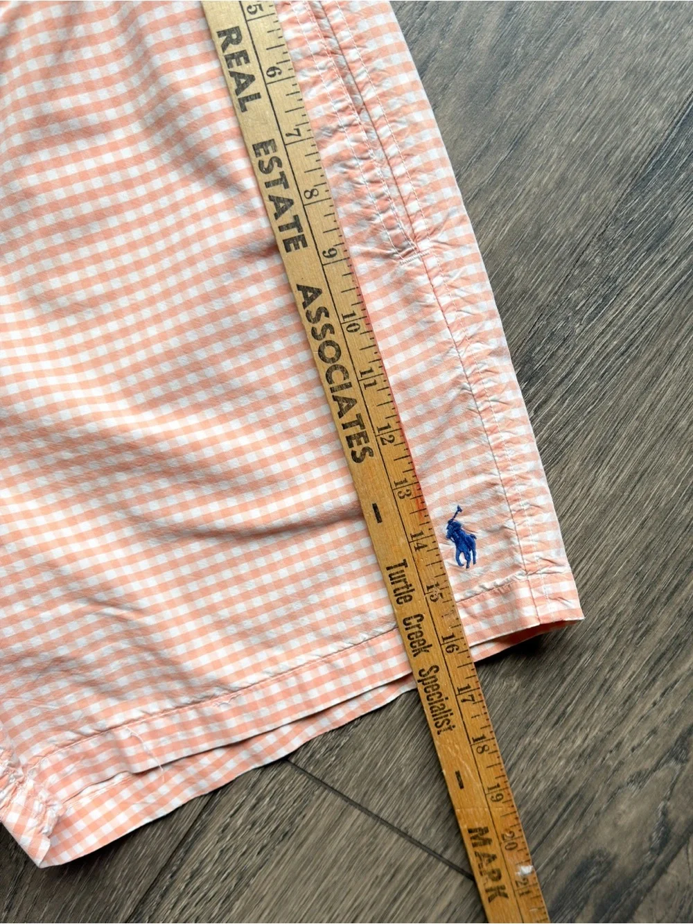 Polo Ralph Lauren Men’s Small Swim Trunks Peach Gingham Check Drawstring Shorts
